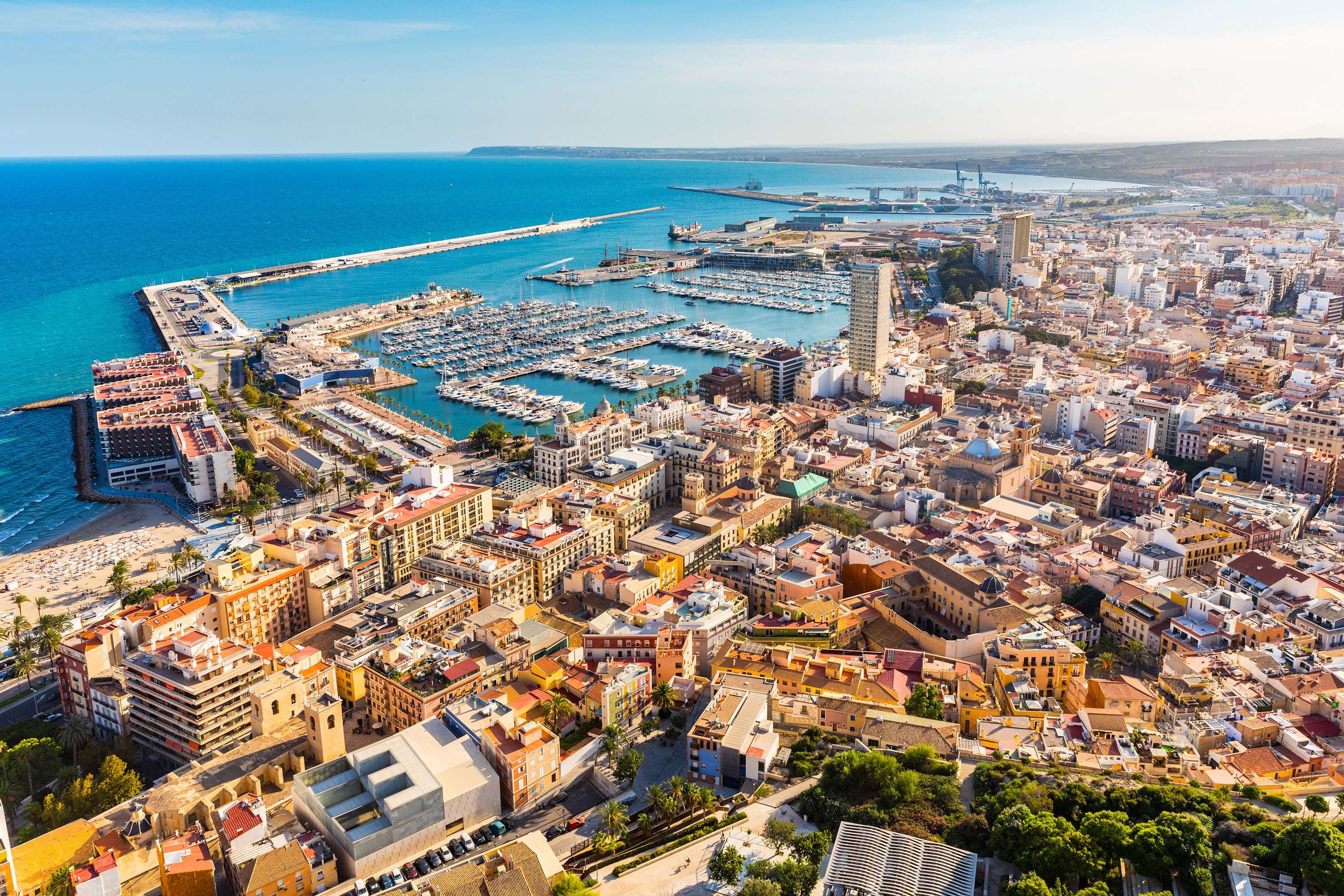 Alicante skyline and harbour, Spain