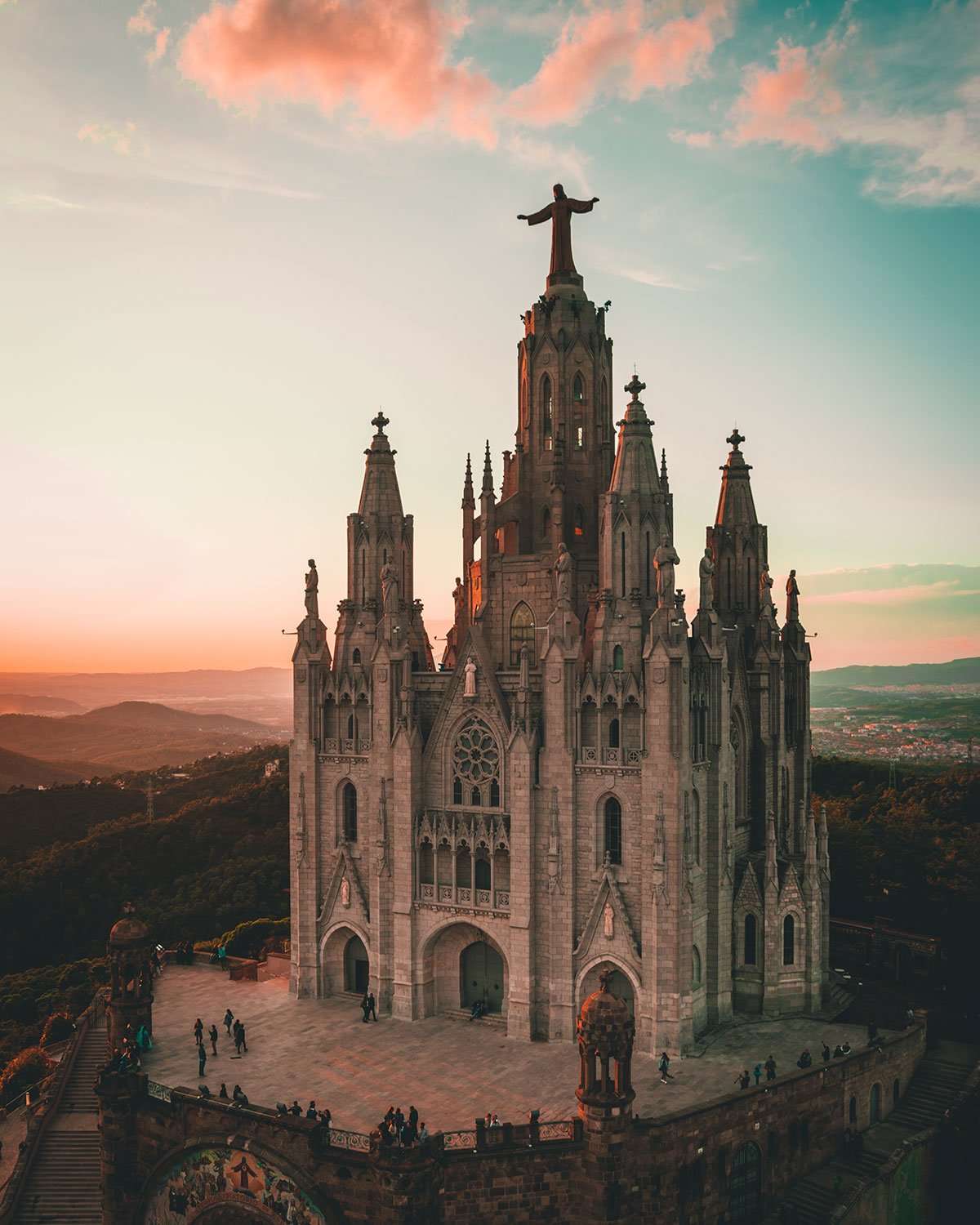 Tibidabo cathedral at sunset