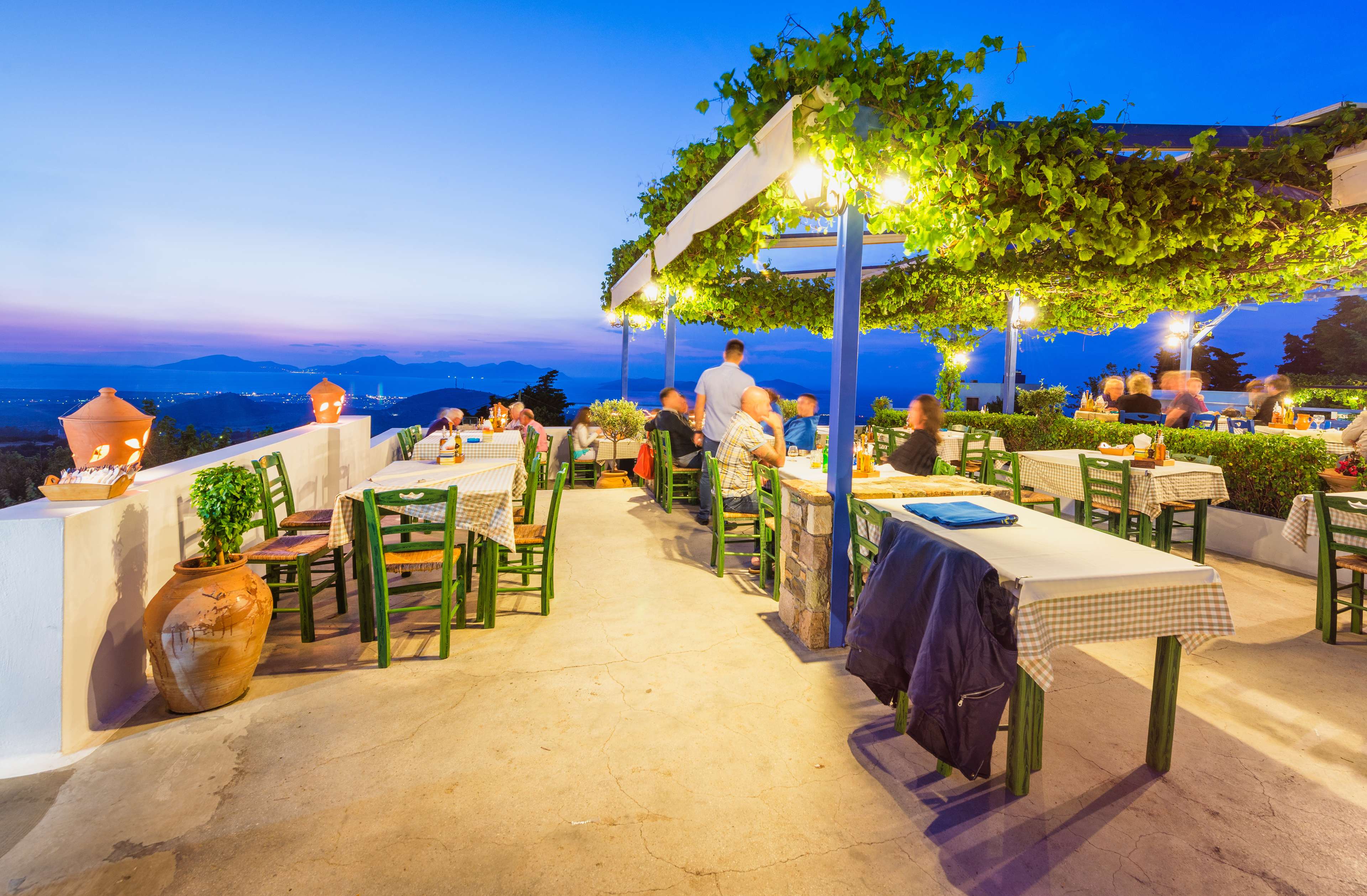 Kos taverna overlooking scenery